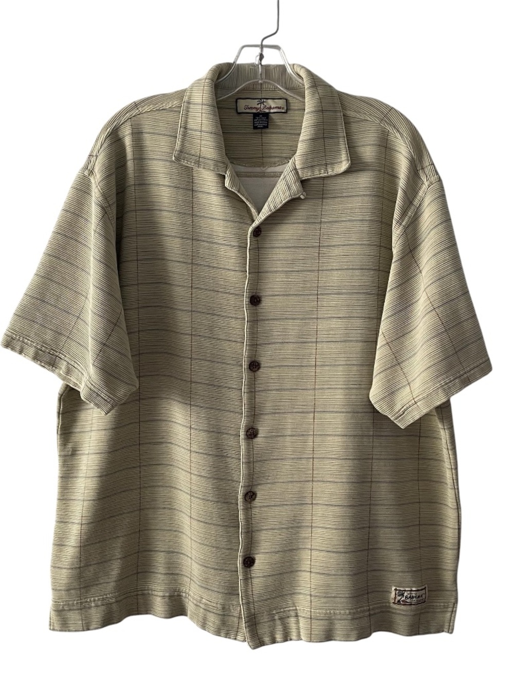 Tommy Bahama Camp Shirt Silk Cotton Knit Short Sleeve Side Slits